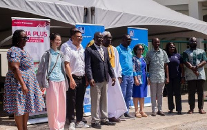 Yaw Frimpong Addo (middle) in a group photograph with donors