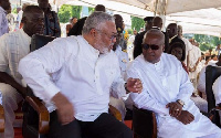 File picture: Rawlings (L) stressing a point to John Mahama