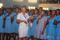 Gifty Atampugbire interacting with the students on open defecation