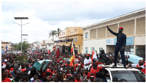 obert Kyagulanyi, alias Bobi Wine, addressing supporters on Republic Street in Mbale City, Uganda