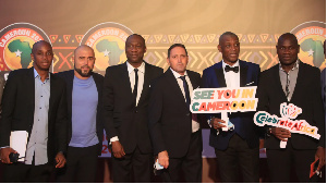 A photo of some officials who attended the draw for the 2021 AFCON