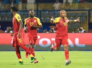 Andre Ayew celebrates after scoring