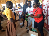 Afia Pokua interacting with one of the pupils