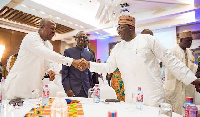 Mahama and Bawumia exchanging greetings