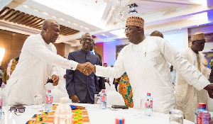 Mahama and Bawumia exchanging greetings