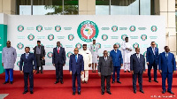 ECOWAS leaders in a group photo after a summit in Accra