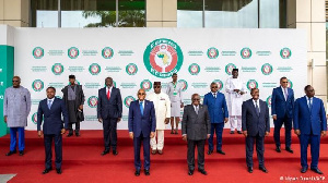 ECOWAS leaders in a group photo after a summit in Accra