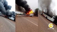 The bus caught fire while on the way to the KNUST campus