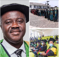 Professor John Gyapong, Vice Chancellor (L) and a section of the graduates