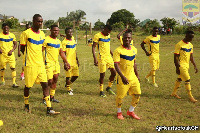 Hearts of Oak players in training ahead of the game