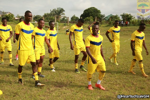 Some Hearts players after a game