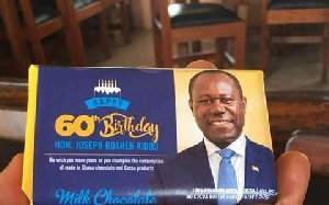 Chocolate bars were customised to mark the 60th Birthday of COCOBOD CEO  Joseph Boahen Aidoo