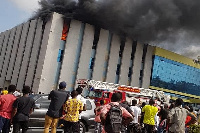 Head office of the Ghana Revenue Authority in flames