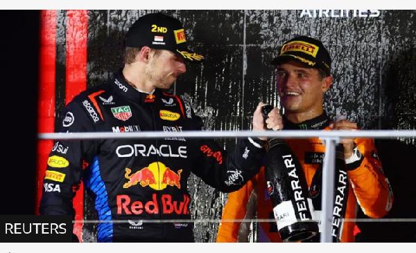 Lando Norris (right) has won three races this season compared with Max Verstappen's seven