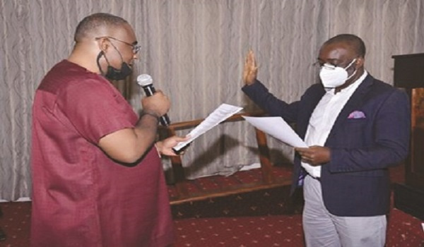 Magnus Lincoln Quarshie, newly elected President of the GCEA being sworn in