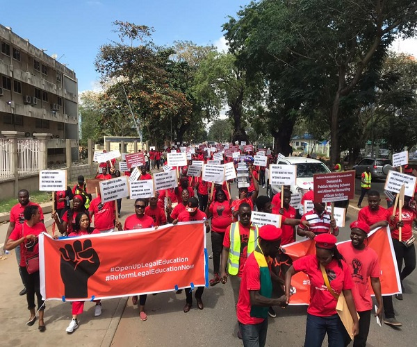 Some aggrieved students at the Jubilee House in Accra