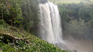 Akumersu Waterfalls can be found in the Eastern Region