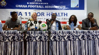 Nyantakyi and Eto'o at the press briefing