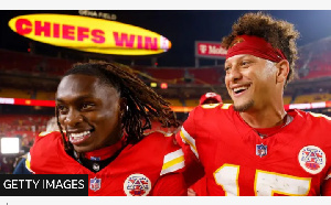 Xavier Worthy (left) claimed a rushing and a receiving touchdown on his NFL debut