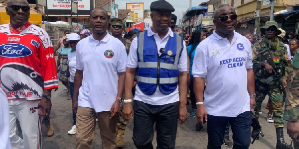 He visited Makola and adjoining markets in Accra's Central Business District