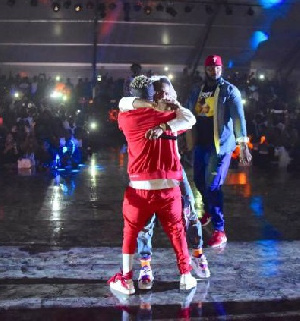 Shatta Wale Hugs Wizkid