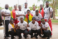 Members of the national armwrestling team in a group photo