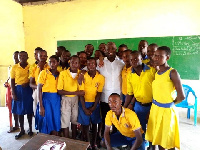 Ellembele MP in a group picture with some BECE candidates