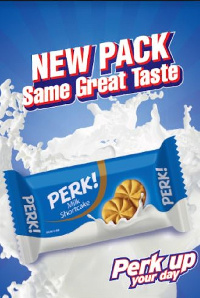 Perk biscuits new pack has an all-golden color