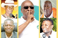 Former President John Mahama (m) and some bigwigs in the NDC