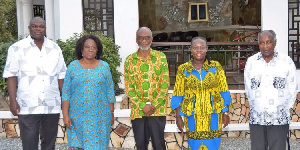 Prof Nana Aba Appiah Amfo (second from right) with past UG Vice Chancellors