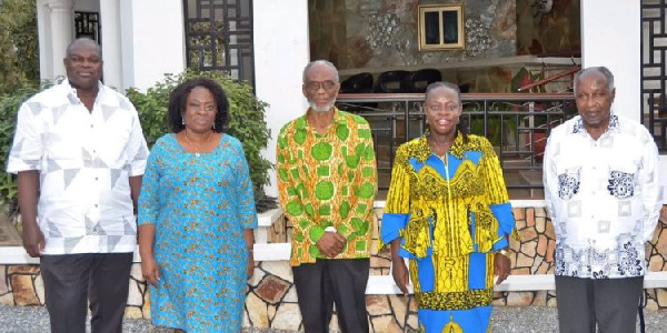 Prof Nana Aba Appiah Amfo (second from right) with past UG Vice Chancellors