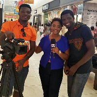 Kobina Amissah-Sam (right) with MzGee and a cameraman