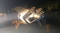 The truck involved in an accident on the Odumase-Oterkporlu road in the Eastern Region