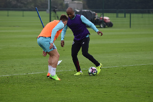 Andre Ayew in full force at training