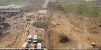 An ariel view of the explosion site