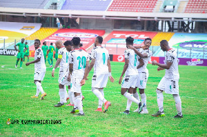 Abdul Baba Rahma Celebrates His Debut Goal With His Teammates