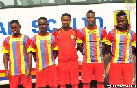 Hearts of players pose in their new kits