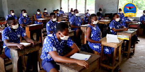 Some Final year students at Forces Senior High Technical School are seen in their classroom