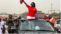 Communication Minister, Ursula Owusu-Ekuful in a campaign mood