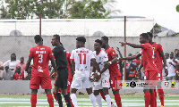 Asante Kotoko captain, Ishmael Ganiyu in action against Karela