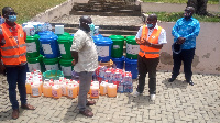 Joe Ghartey, others during the presentation of the items