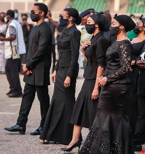 Children of former President Rawlings, Zanetor, Yaa Asantewaa, Amina and Kimathi during the funeral