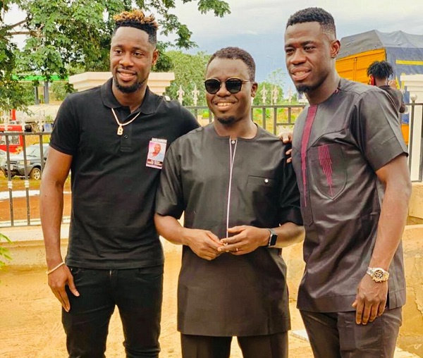 Afriyie Acquah with his agent Oliver Arthur and striker Richmond Boakye-Yiadom