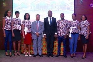 President of the GJA, Mr.Affail Monney (4th R) with officials of Tang Palace Hotel