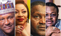 L-R: Rabiu, Alakija, Dangote and Adenuga