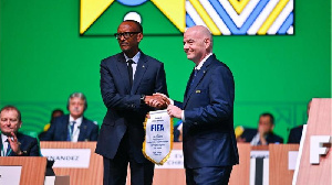 President of Rwanda Paul Kagame and Fifa president Gianni Infantino