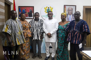 Deputy Minister Mireku Duker (third right) meets with some traditional leaders