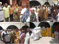 Rebecca Akufo-Addo donating the food items to the chiefs and people of Ga Mashie