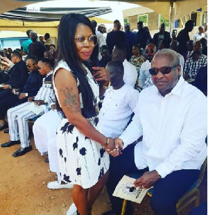 Afia Schwarzenegger in a handshake with John Mahama