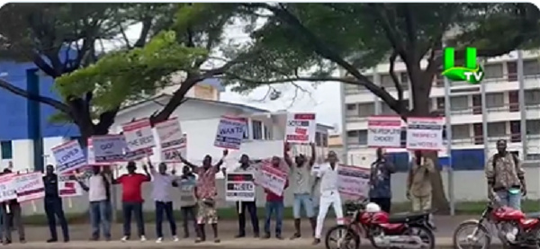 Some of the supporters at the court